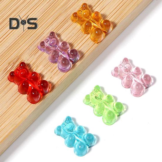 100 Pcs Colorful Bear Beads Clear Acrylic Colored Bear Beads Mini Bear Charms for Bracelet Necklace DIY Crafts Jewelry Making Supplies