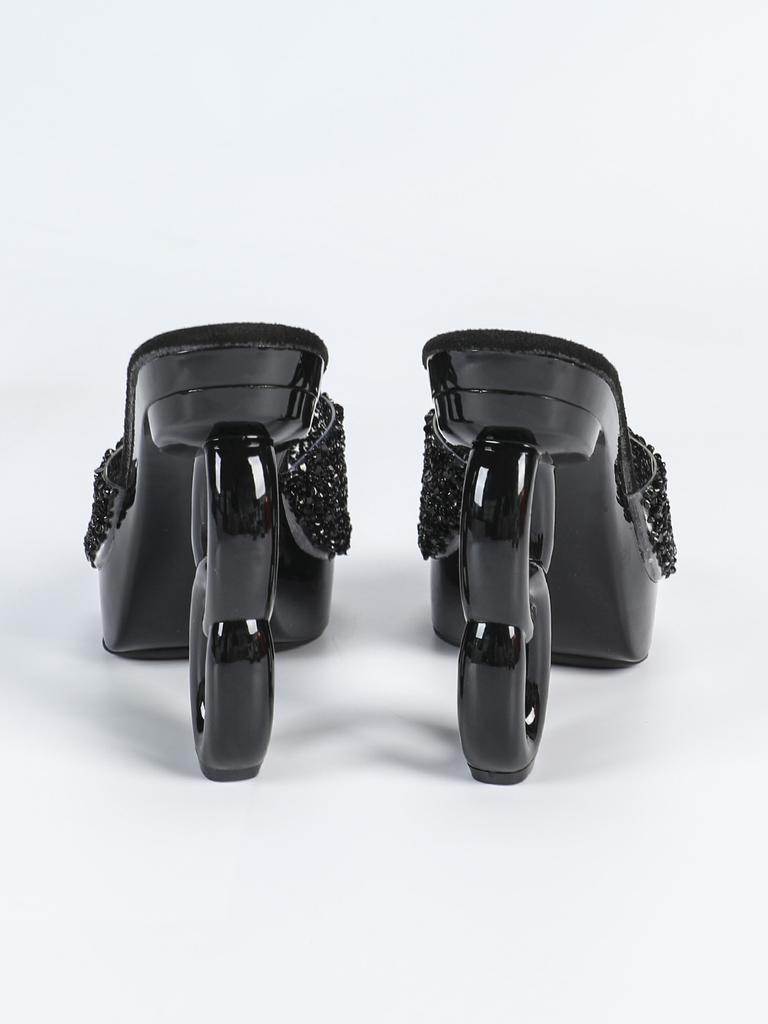 2025 New 12CM Fashion Wedding Sexy Car Model Transparent Nightclub Crystal Square Head Non-slip Slippers LFD-1988-Q8