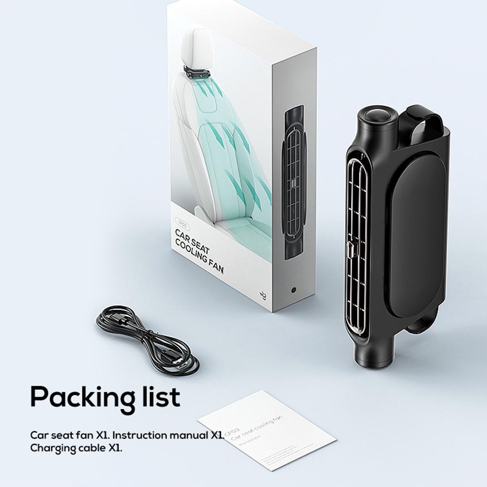Портативный вентилятор для автомобильного сиденья с 3 скоростями, регулируемый вентилятор для автомобильного подголовника, охлаждающий вентилятор с питанием от USB для переднего и заднего пассажирского сиденья