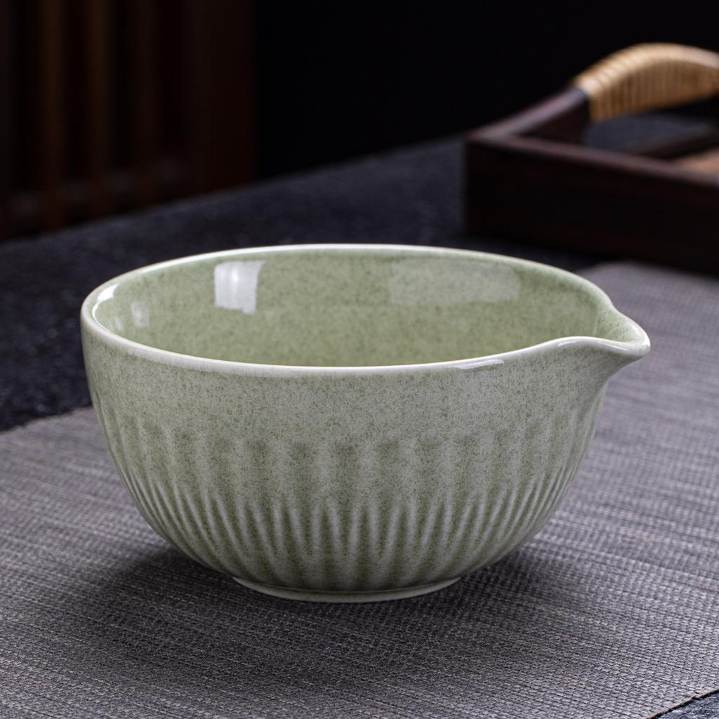 Matcha Grey Green Ceramic Matcha Bowl Large Capacity High Temperature Resistant Tea Salad Soup Bowl Smooth Green Tea Maker Cup