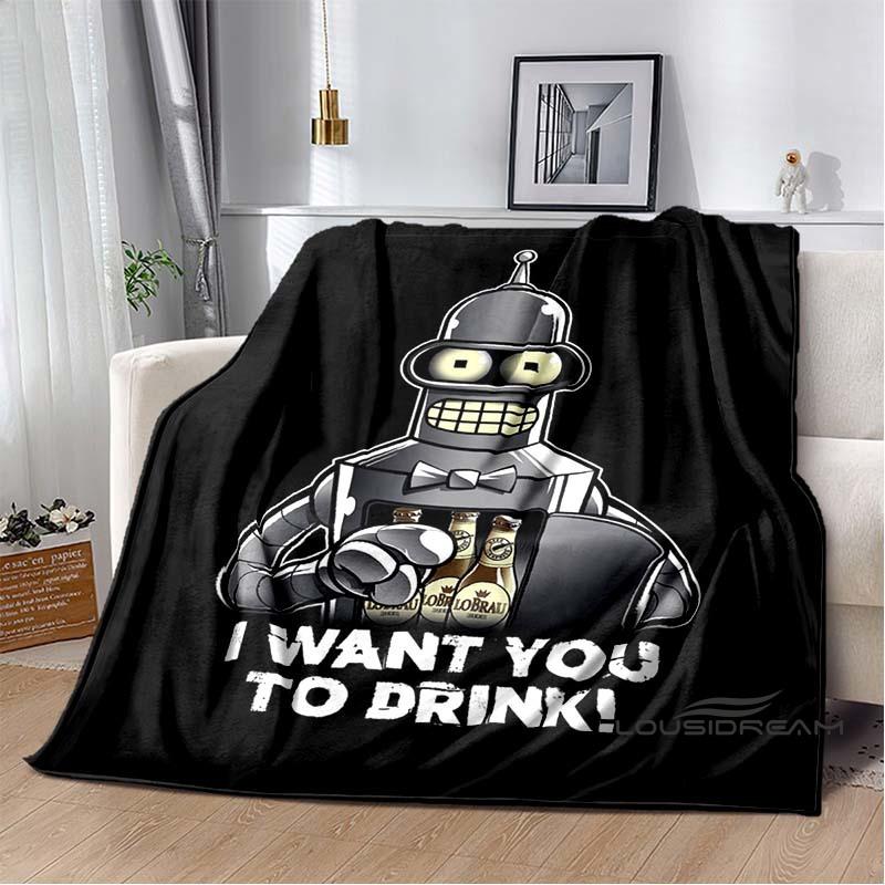 Cartoon (Futurama) print blanket. A warm and comfortable flannel blanket suitable for bedrooms, sofas, beds, chairs, picnics,