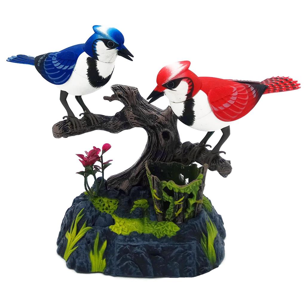 Singing Chirping Birds with Penholder Battery Operated Bird & Sound Great Office Desk Accessory , B