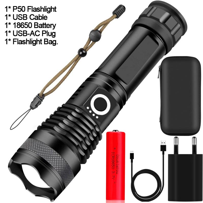New XHP70 LED Flashlight XHP50 LED Flashlights USB Rechargeable Flashlight Zoomable Torch Waterproof Torch Camping Flashlight