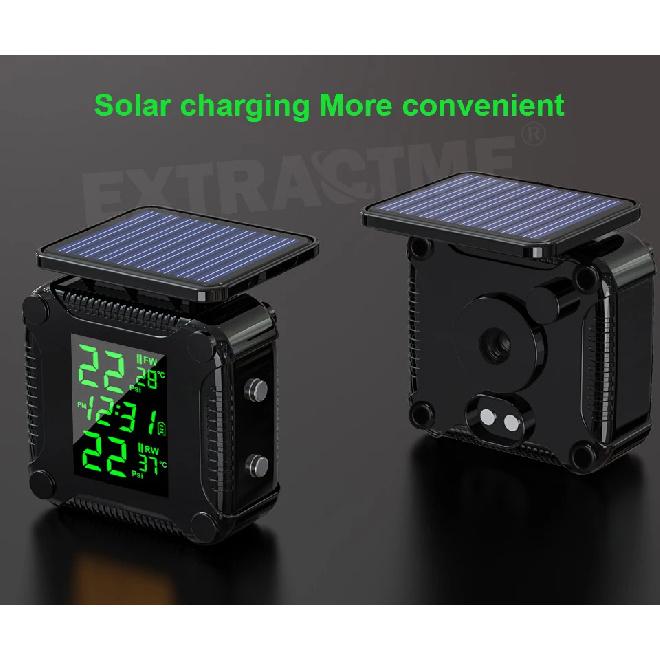 Extractme Tire Pressure Monitoring System Colorful Display Wireless TPMS Motorcycle Solar Charge Tyre Temperature Alarm Sensor