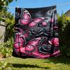 1pc Butterfly Roses Outdoor Flannel Blanket Soft All Season Polyester Throw , Perfect for Picnics & Travel , Picnic Accessory