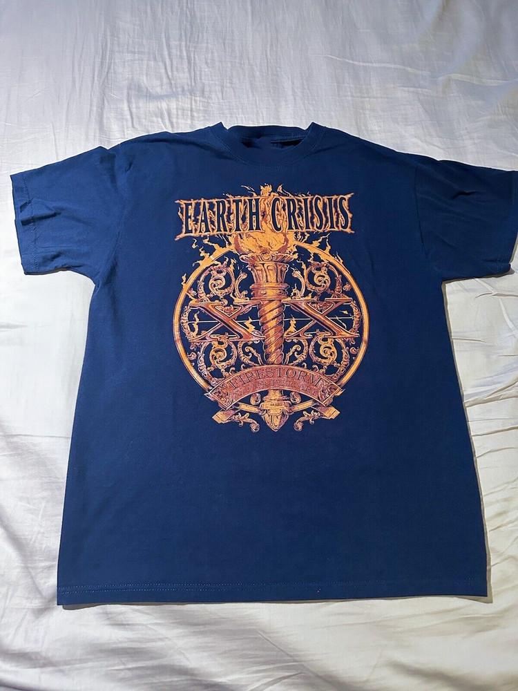 Earth Crisis Band Fire Storm 20th Anniversary Navy Tee Cotton Shirt MI420 Unisex T-Shirt