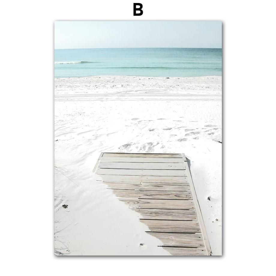 Настенная картина на холсте, синий океан, тропический пляж, фургон, якорь, птица, плакаты на скандинавскую тему и принты, настенные панно для декора гостиной