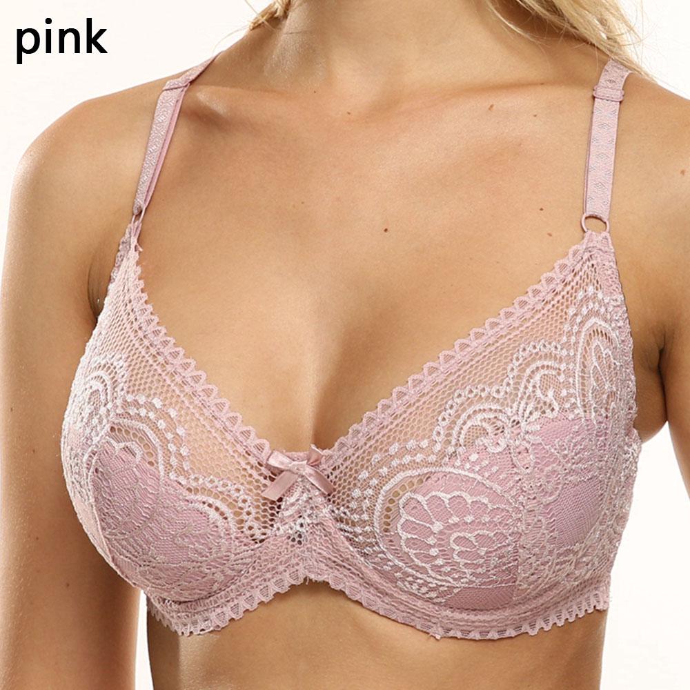 Floral Lace Bralette Ultrathin Deep V Bra Unlined Push Up Brassiere for Women Intimates