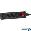 Bloc Multiprise Secteur InLine®, Noir, 4 Voies Avec Interrupteur, 2x 2 Pôles + Terre + 2xEuro, Cordon 1,5m, Avec Protection Enfant