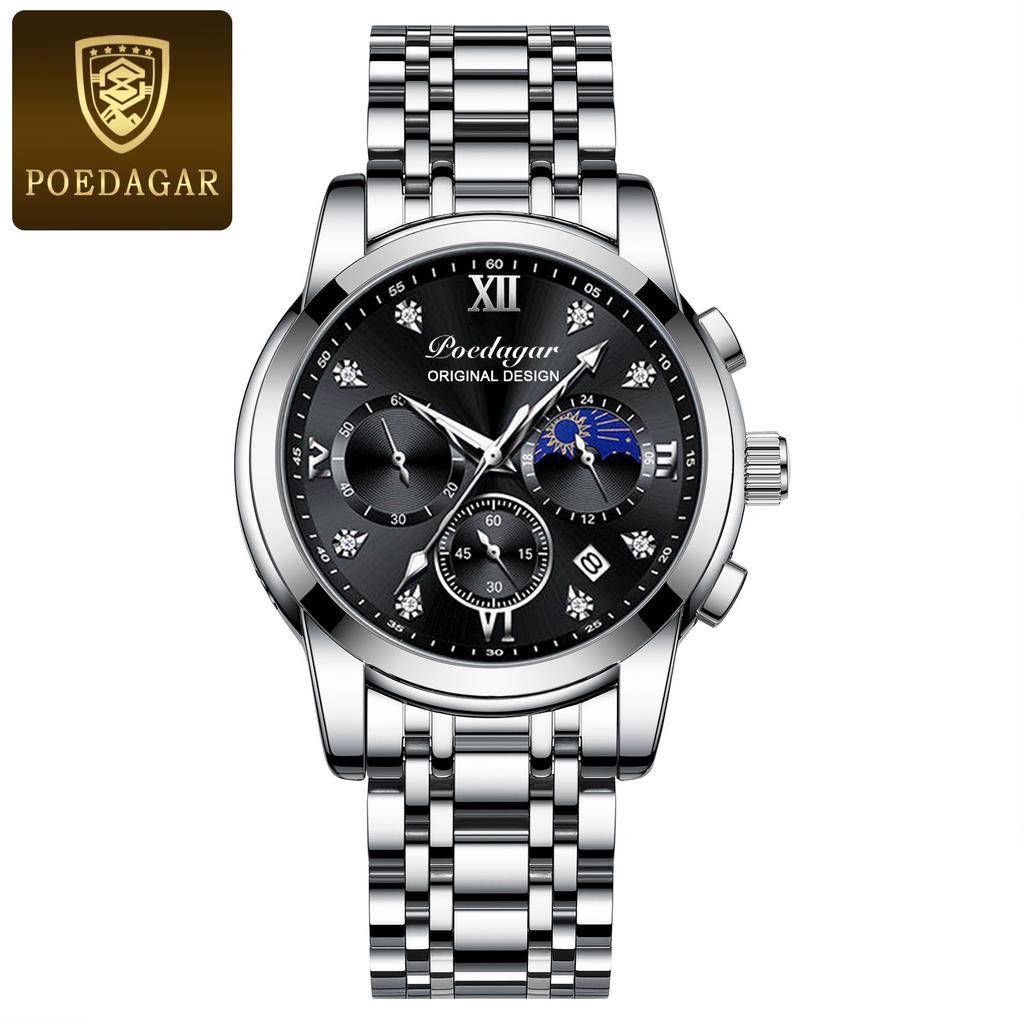 POEDAGAR New TOP Brand Luxury Men's Watch With Box Multifunctional Fashion Waterproof Luminous Men's Quartz Watches