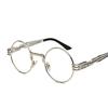 Steampunk-Inspired Round Clear Lens Glasses - Frame with Intricate Design, Vintage Hip Hop Hippie Style, Decorative Eyewear