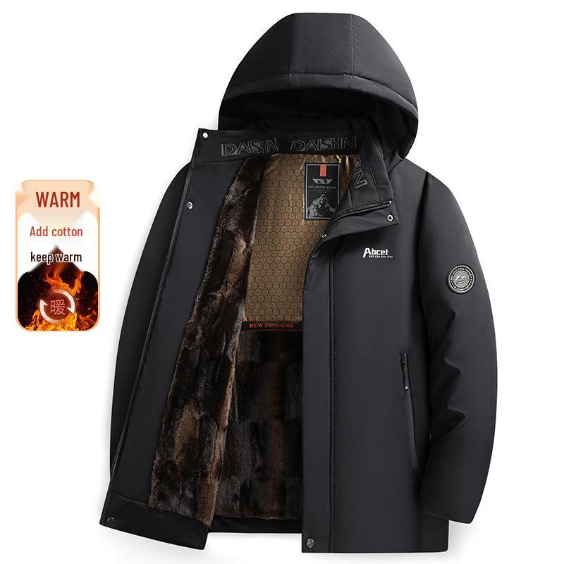 Мужская зимняя хлопковая куртка с подкладкой из плюша - Теплая, ветрозащитная, стильная для среднего и пожилого возраста
