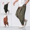 Мужские повседневные свободные шаровары, льняные спортивные штаны с избыточным весом, китайские весенне-летние брюки