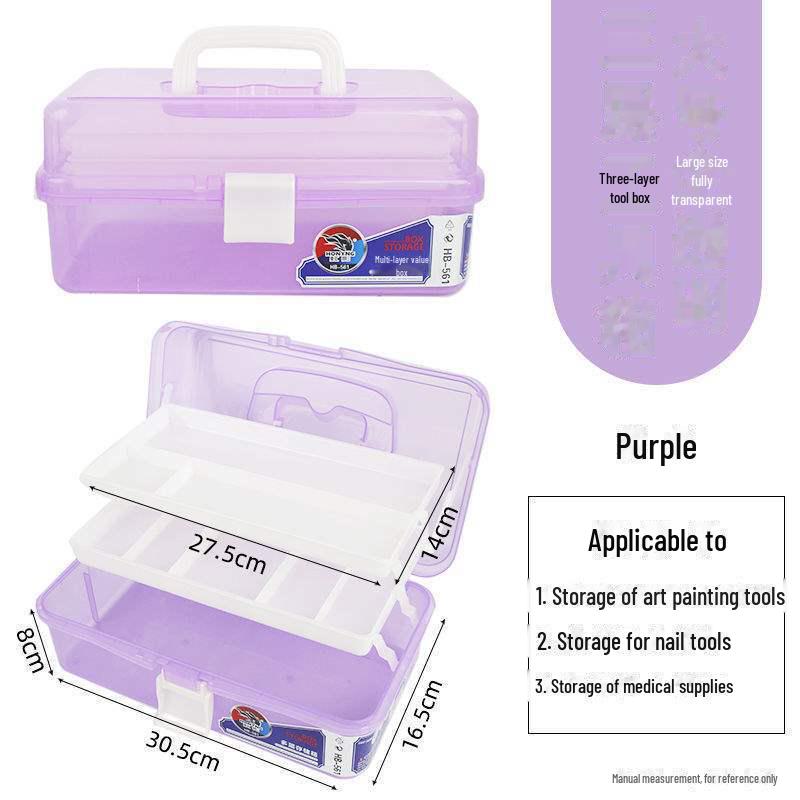 Большая вместимость, 3-слойная прозрачная коробка для хранения художественных инструментов и карандашей