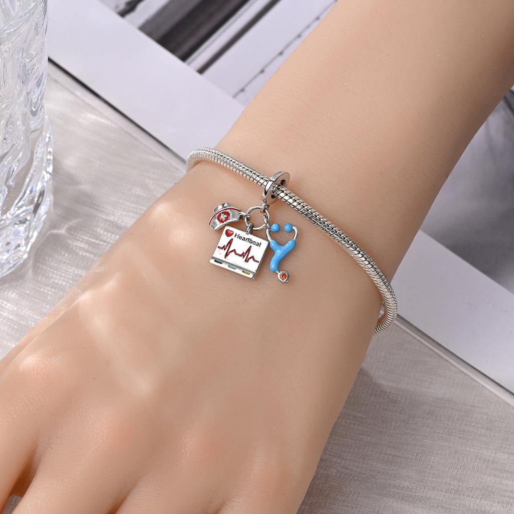 Drip Painting Craft Bracelet Beading Accessories Doctor Compassion Theme Pendant White Angel Theme Loose Beads