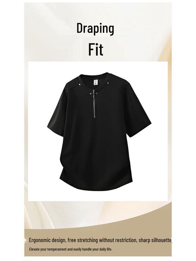 Men's 2026 Summer Ice Silk Quick-Dry Short-Sleeve T-shirt – Round Neck Polo Style