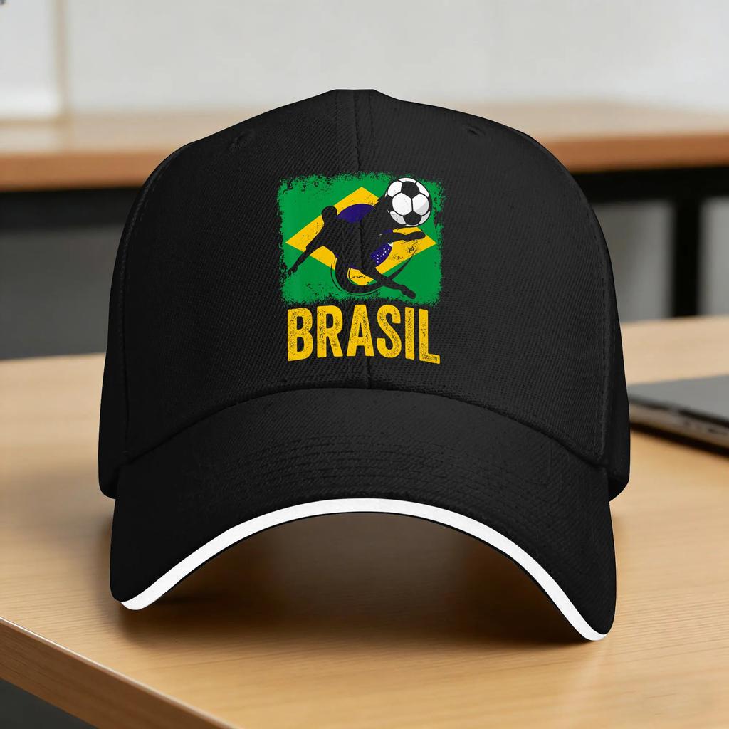 Brazil national flag Brasil Soccer Player Sun Baseball Cap Spring Unisex-Teens Custom Logo Hip Hop Hats y2k Cool Snapback Cap