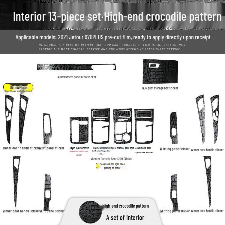 Jetour X70PLUS Carbon Fiber Interior Gear Shift & Door Anti-Kick Sticker