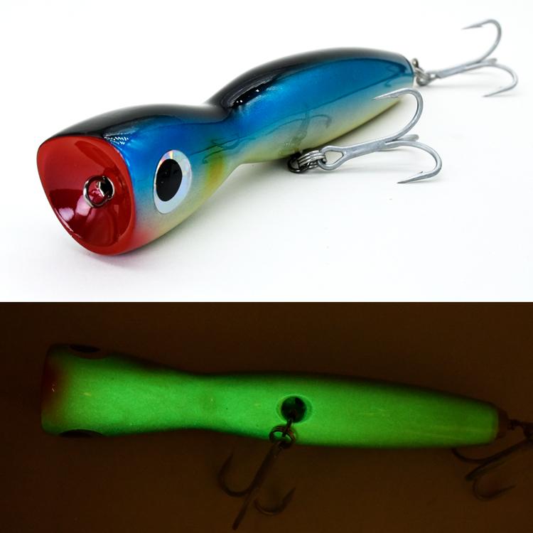 185mm 90g Handmade GT Trolling Lure with Heavy Duty VMC Hooks Topwater Surface Floating Wood Bait Wooden Popper Lure