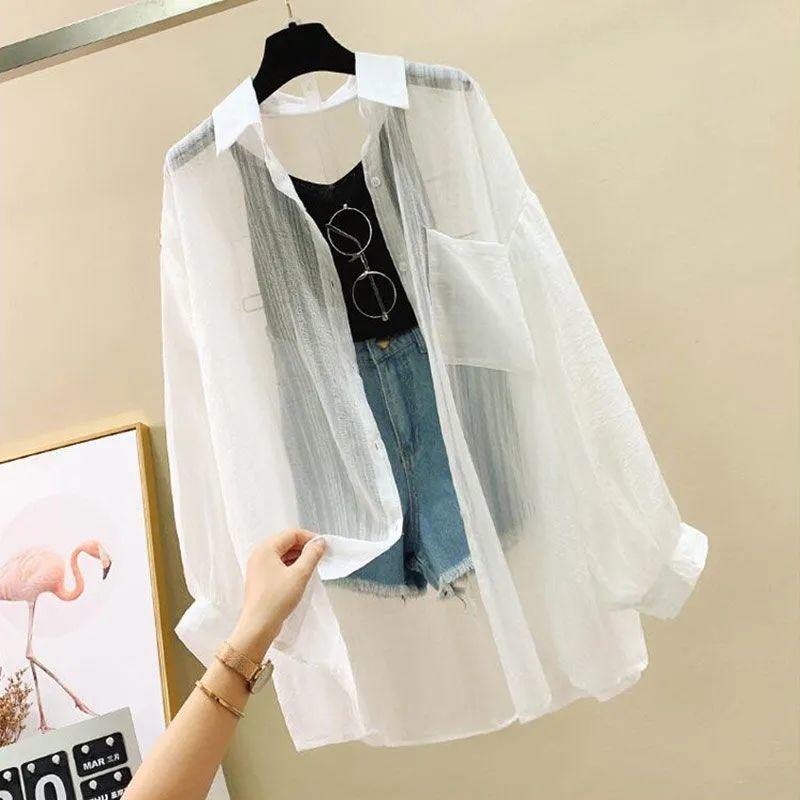Sunscreen Shirt Elegant See-through Thin Chiffon Top