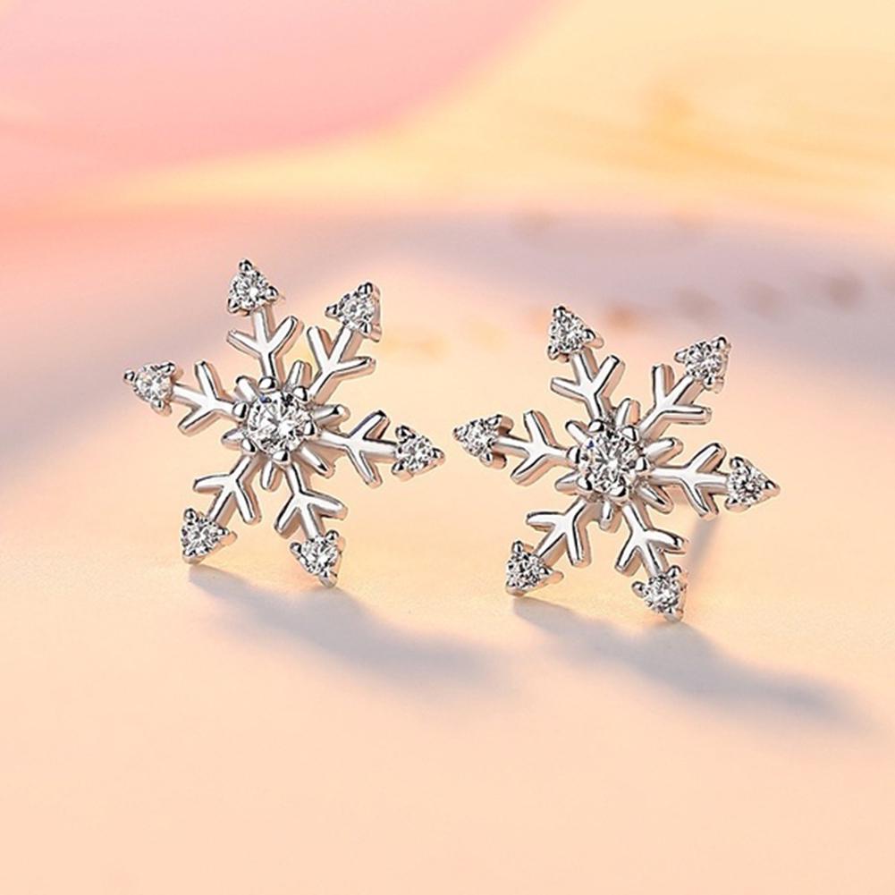 Womens Fashion Elegant Cute Shiny Snowflake Ear Studs Earrings Gift ARI