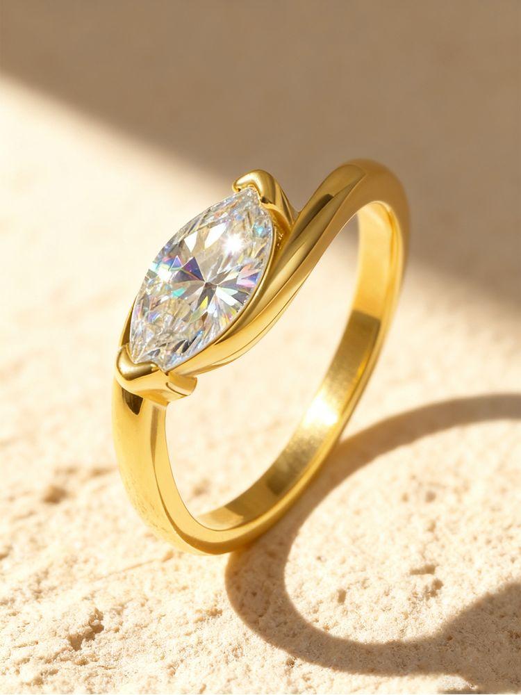 925 Sterling Silver Wave Simple Shiny Marquise Zircon Ring For Women Engagement Party Luxury High Quality Fine Jewelry Gifts