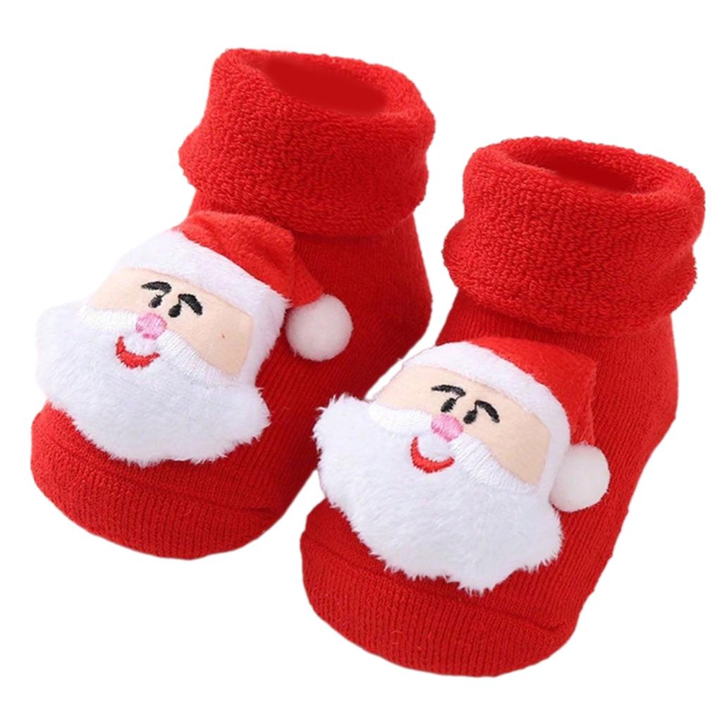 Terry Socks for Infants 0-12 Months Christmas Pattern Warm Cotton Socks Warm & Protective Socks for Indoor & Outdoor Use