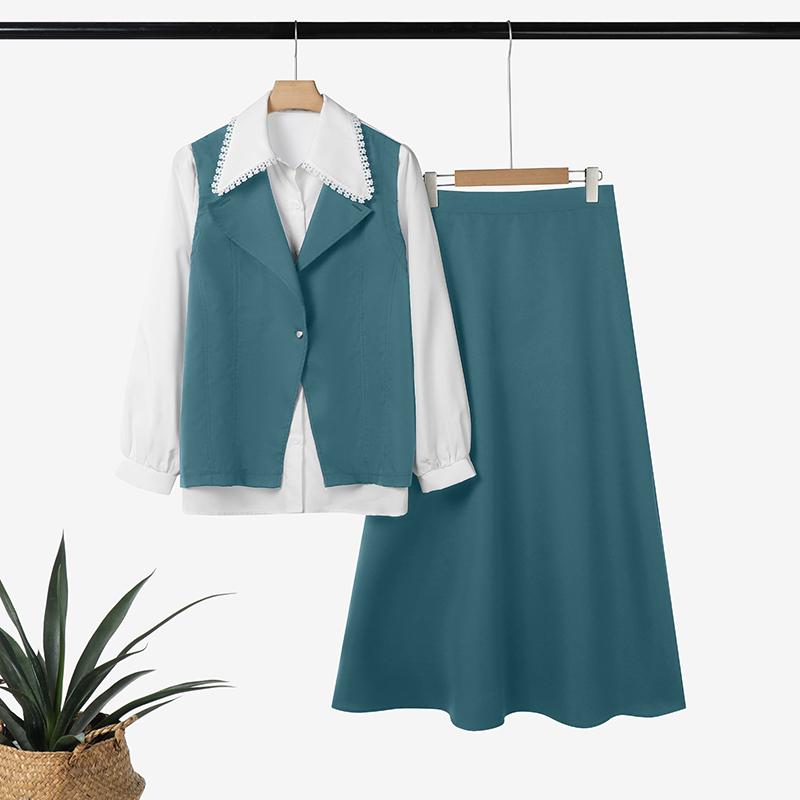 ZANZEA Женская блузка с длинным рукавом в стиле пэчворк и длинная юбка, повседневные костюмы-двойки