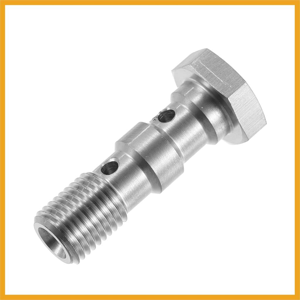 2pcs Stainless Steel AN3 3/8-24 Thread Turbo Brake Line Banjo Bolt with Copper Washers Double Banjo Bolt 31mm Length Replacement