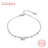 Lindon Women Zircon 925 Sterling Silver Jewelry Geometric Bead Chain Link Bracelet Fashion Fine Wedding Gift for Girlfriend