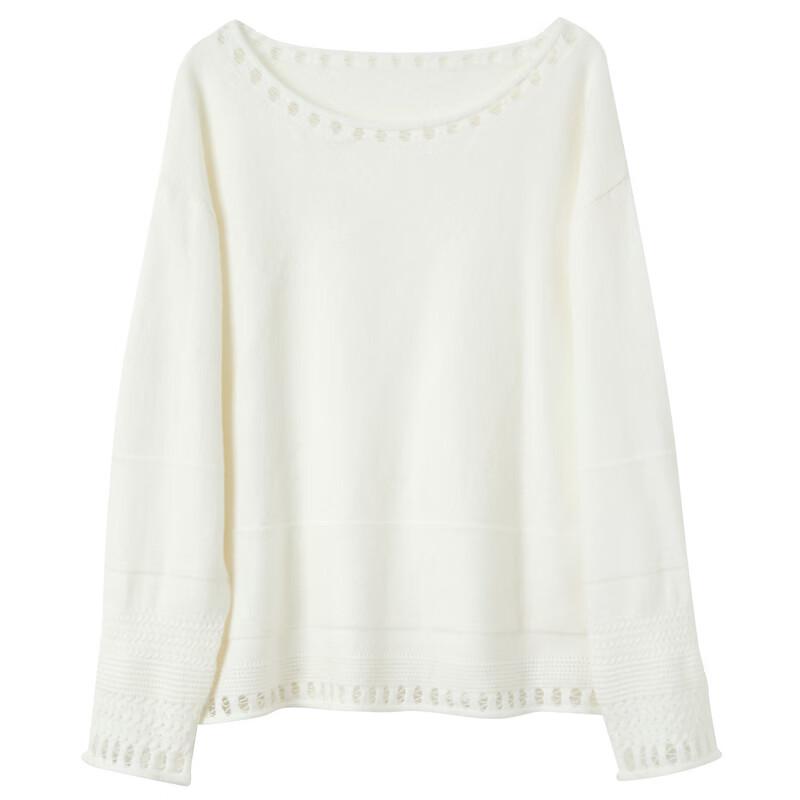 Sancai 2025 Spring Women's Loose Hollow Knit Sweater