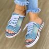 Women Flat Slipper Woman Lace Up Ladies Peep Toe New Women's Casual Female Fashion Denim Beach Shoes