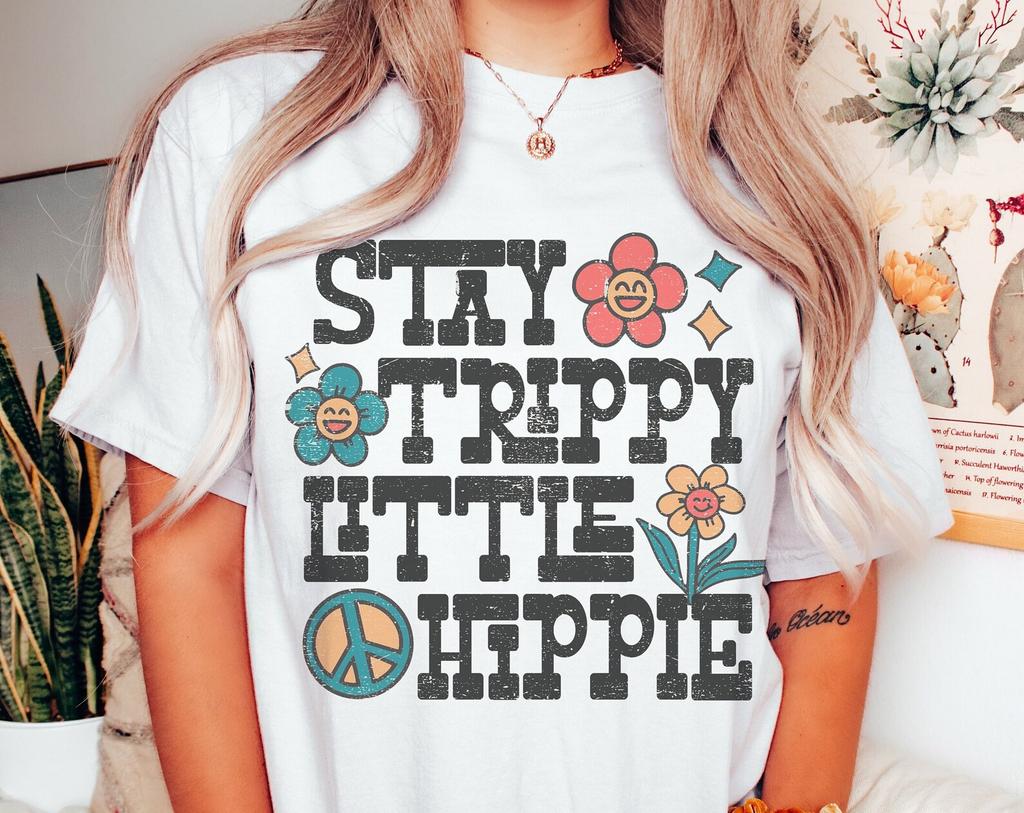 Stay Trippy Little Hippie Tee, Hippie Tee Vintage Inspired T-shirt, Unisex Tee, Comfort Colors T-shirt, Oversized Tee