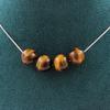 Stones and Minerals. Necklace 4 Tiger Eye Beads 10 Mm. Stainless Steel Chain Necklace Women Men. Customizable Size