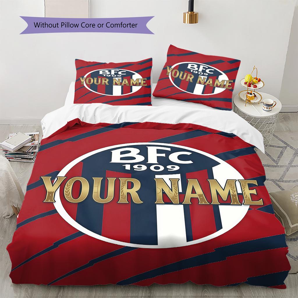 Bologna Fc Custom Name Pattern Bedding Quilt Set Quilt Cover Pillowcase Home Birthday Gift(1 * duvet cover + 2 * pillowcase, without core)