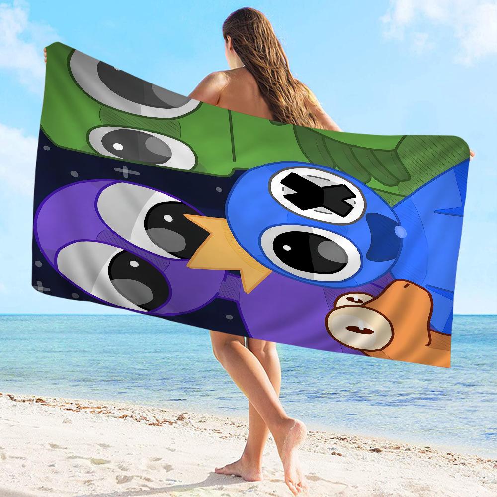 Rainbow Friends Toy Vintage Beach Towel Cartoon Cute Summer Kids Large Bath Pool Beach Towel Absorbent for Swimming Travel