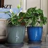 Lightweight Monstera Planter Deep Flower Pot Imitation Ceramic Plant with Drainage Hole Resin Stylish Office Holder Saucer for Indoor Outdoor