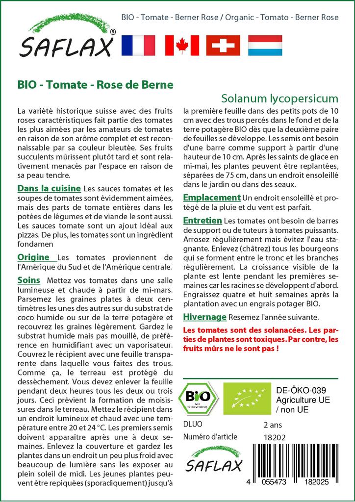 SAFLAX Garden in the Bag - Органический - Помидор - Роза Бернера - 10 семян - С субстратом в подходящем пакете - Solanum lycopersicum