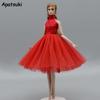 Red High Neck Ballet Dress For Barbie Doll Clothes 1/6 Dolls Accessories Dancing Outfits 4-layer Skirt Party Gown Toy