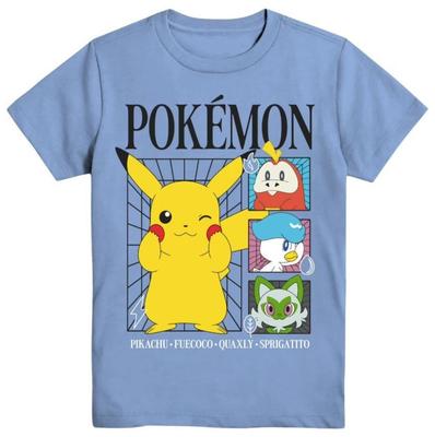 Футболка Pokemon Paldea в клетку, Футболка Pikachu Fuecoco Quaxly Sprigatito, Футболка Pokémon