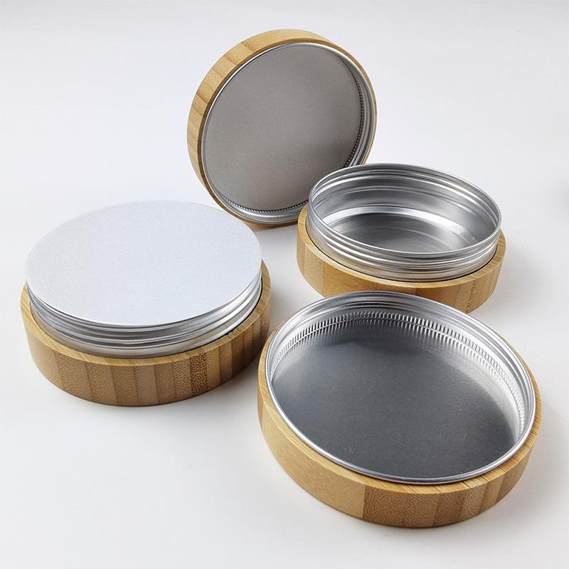 Флакон для крема и таблеток из бамбукового алюминия, светонепроницаемый: Круглая, прочная шкатулка для косметики и украшений