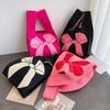 Женская сумка на запястье с узлом ручной работы CNew Bowknot Knit Handbags asual Small Bow Tote Bag Girls Многоразовые сумки для покупок