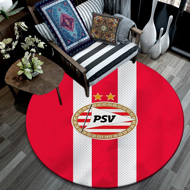 PSV Eindhoven Round Area Rug,Carpet Rug for Living Room Bedroom Sofa Playroom Decor,Non-slip Floor Mat