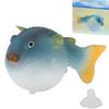 Aquarium Puffer Fish Luminous Simulation Rubber Fish with Suction Cup for Fish Tanks