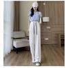 Ice Silk Wide-leg Pants for Women In Summer Thin High Waist Draping Straight Loose Casual Small Summer Plaid Pants