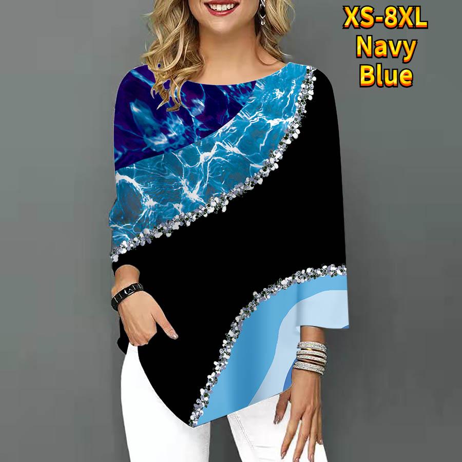 Женская футболка с рукавом три четверти контрастного цвета, футболка с круглым вырезом, свободные рубашки, повседневные футболки