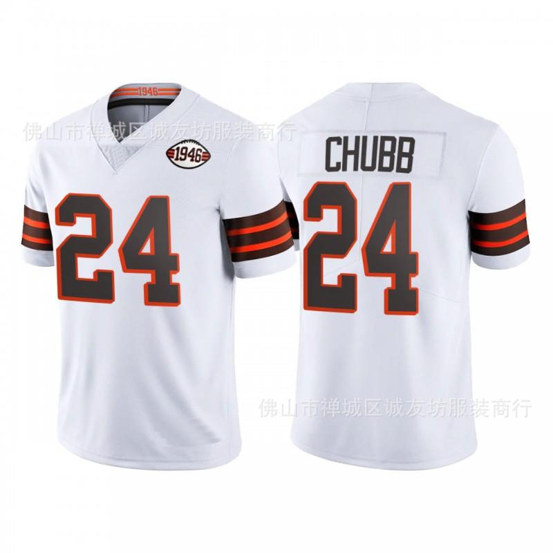 NFL Cleveland Browns 24 Nick Chubb Football Jersey Mens Grey Sports Uniform