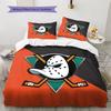 Anaheim Ducks Pattern Bedding Quilt Set  Home Decoration  Gift (1 * duvet cover + 2 * pillowcase  without core)