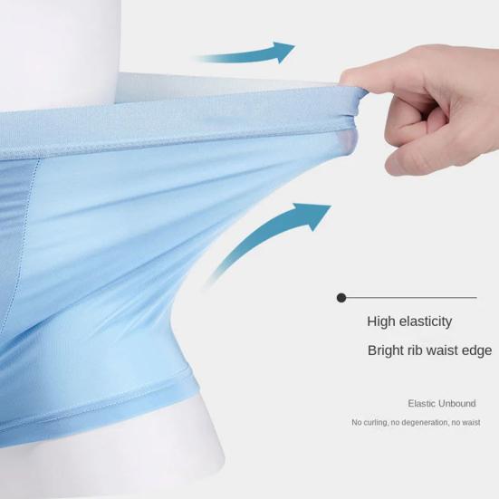 Мужские трусы-боксеры, эластичные, средней посадки, облегающие, U-образные, выпуклые шорты, однотонные, летние, тонкие, шелковые трусы