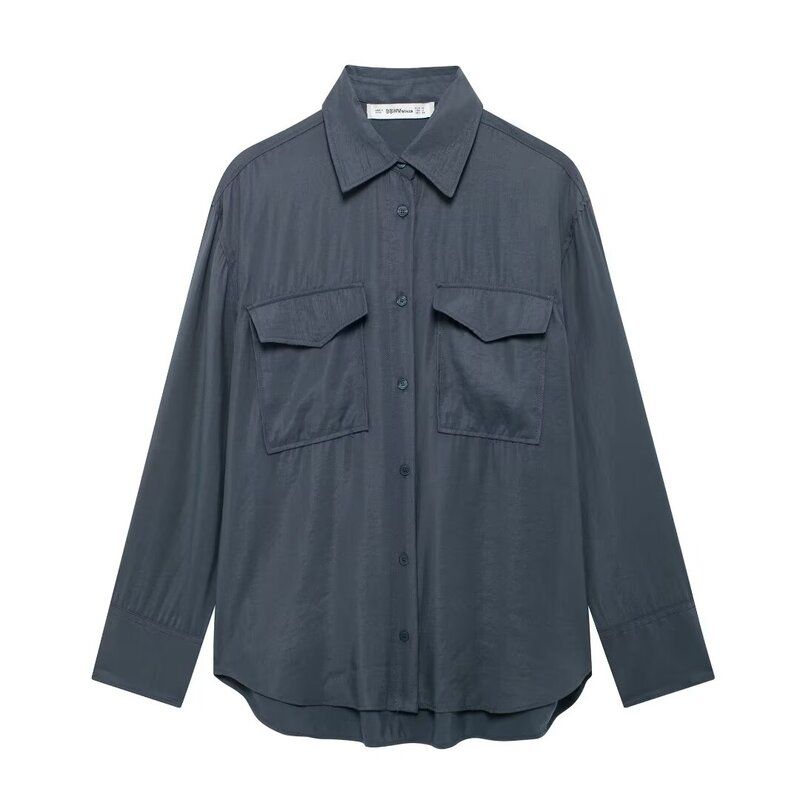 Fashion Style 2024 Fall and Winter New Women's Clothing Temperament Wild Loose Drape Long Sleeves Lapel Shirt 9101436